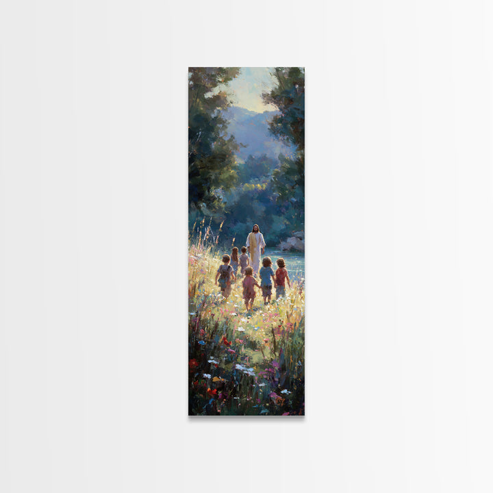 Valley Of Peace – Framed Canvas Print – Tall Skinny Art Print – Christian Art Canvas – Christian Wall Art – Jesus Painting – Modern Christi