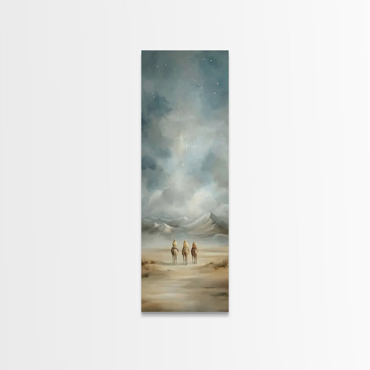 Starry Night Caravan – Framed Canvas Print – Tall Skinny Art Print – Christian Wall Art – Christmas Wall Art – Christian Decor – Christian