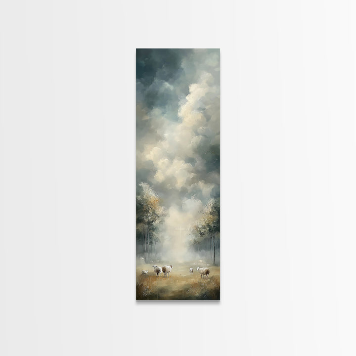 Crosslight Path – Framed Canvas Print – Narrow Art – Christian Art Canvas – Christian Wall Art – Modern Christian Art – Christmas Art – Chr