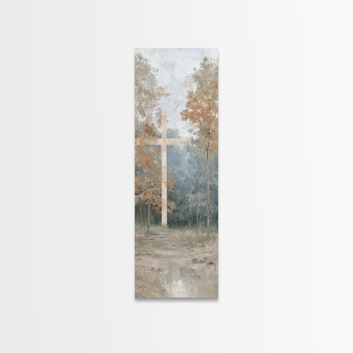 Cross Of Dawn | Framed Canvas Print | Tall Narrow Wall Art | Christian Art | Christian Canvas Art | Jesus Painting | Christmas Art | Christ