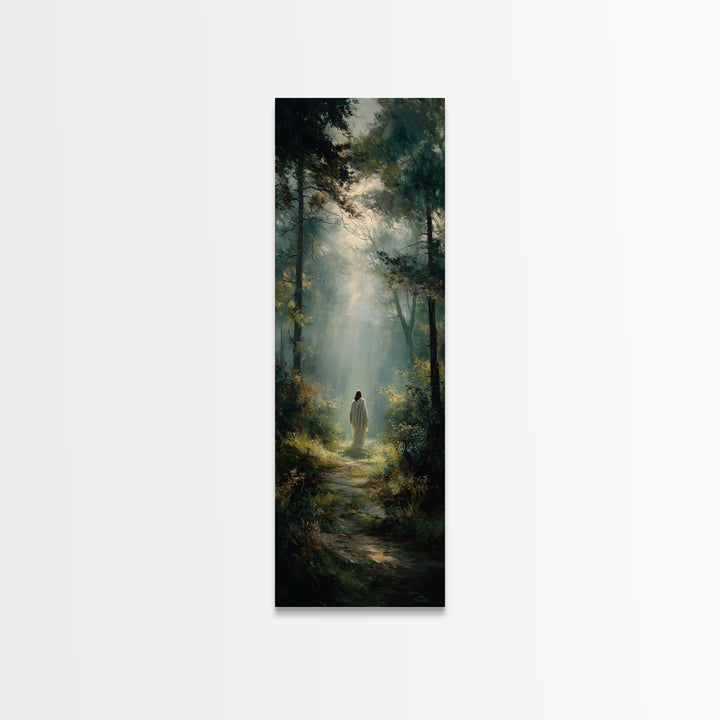 Sacred Journey Glow | Framed Canvas Print | Tall Skinny Art Print | Christian Art | Jesus Painting | Christian Canvas Art | Christmas Art |