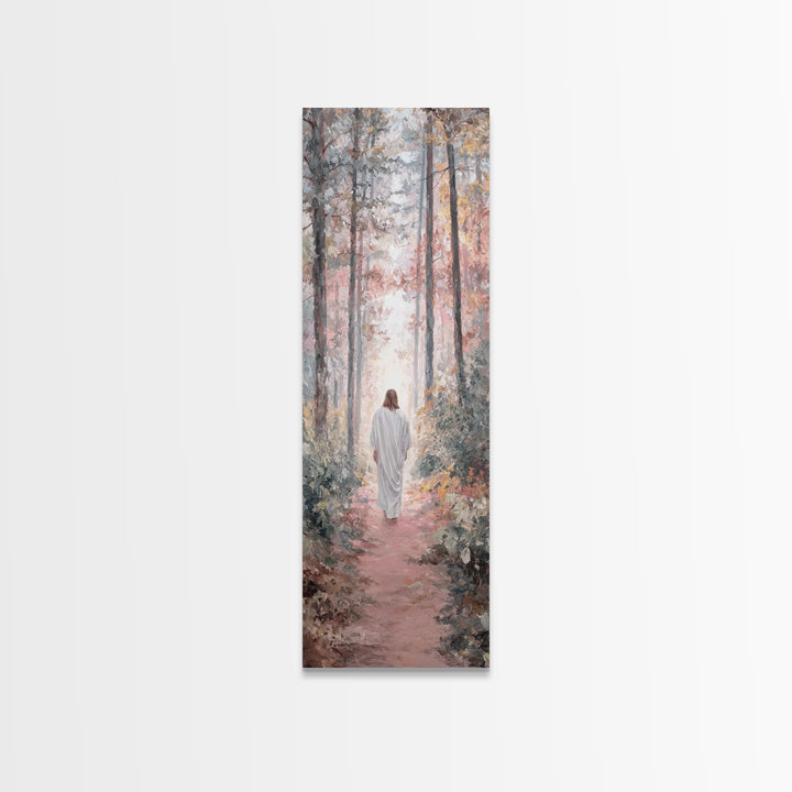 Autumn Mercy Trail – Framed Canvas Print – Narrow Art – Christian Art – Jesus Painting – Christian Canvas Art – Christmas Art – Christian C