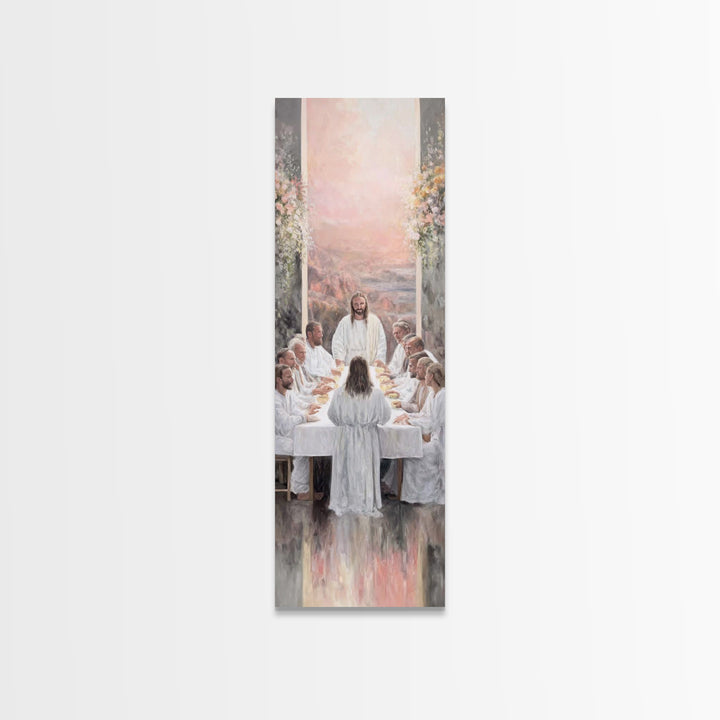 Supper Of Light – Framed Canvas Print – Christian Wall Art – Jesus Painting – Narrow Art – Modern Christian Art – Christian Christmas Art