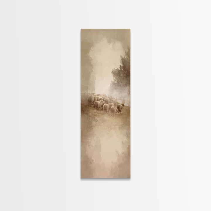 Shepherds In Light – Framed Canvas Print – Tall Narrow Wall Art – Christian Wall Art – Christian Art Canvas – Christmas Art – Pastoral Scen