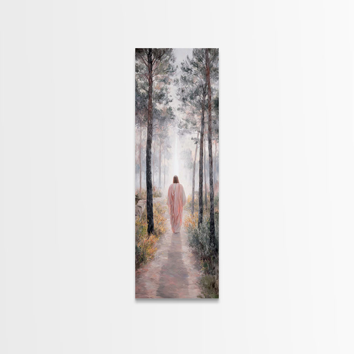 Walk Into Light – Framed Canvas Print – Tall Narrow Wall Art – Christian Wall Art – Moody Christian Art – Christian Art Canvas – Christmas
