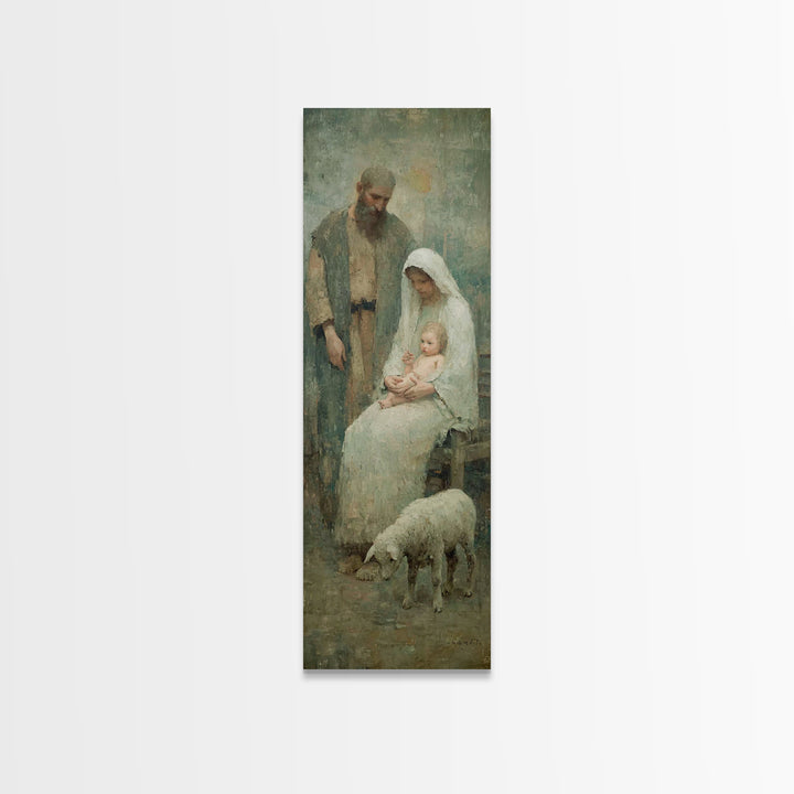 Holy Family Dawn – Framed Canvas Print – Tall Skinny Art Print – Christian Wall Art – Christmas Art – Christian Canvas – Jesus Painting