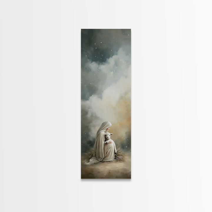 Starry Nativity – Framed Canvas Print – Skinny Art – Christian Wall Art – Christmas Art – Christian Art Canvas – Jesus Christmas Art