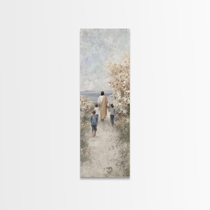 Spring Path Blessing – Framed Canvas Print – Tall Narrow Wall Art – Christian Wall Art – Jesus Painting – Christian Art Canvas – Christian