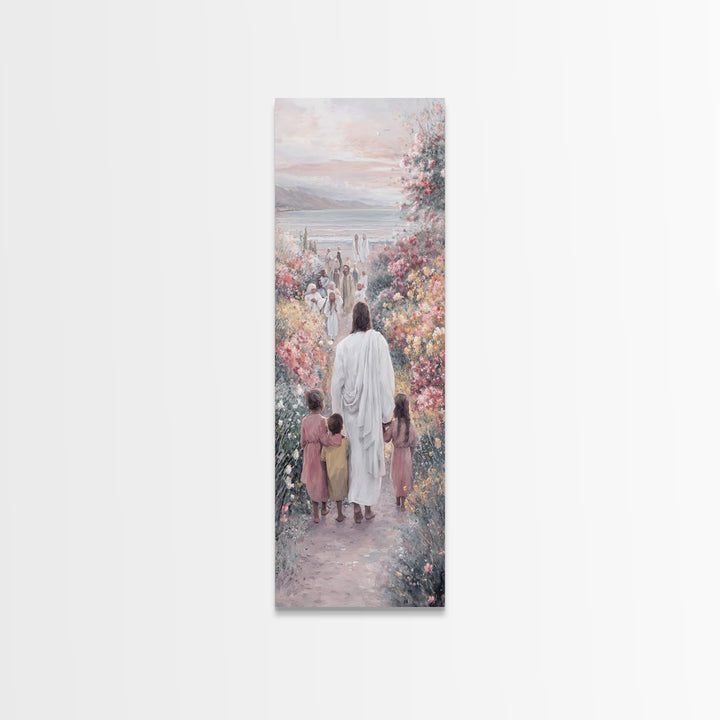 Quiet Shore Blessing – Framed Canvas Print – Tall Skinny Art Print – Christian Wall Art – Jesus Painting – Christian Art Canvas – Christian