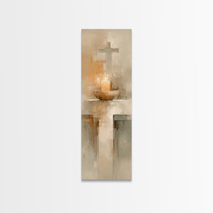 Candlelit Savior Hope – Framed Canvas Print – Christian Wall Art – Tall Narrow Wall Art – Christian Art – Christmas Art – Christian Art Can