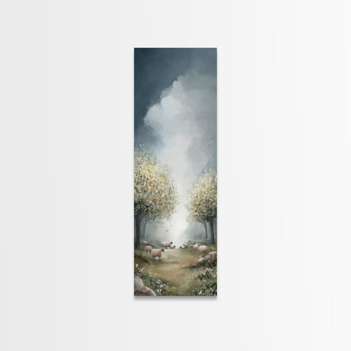 Holy Pasture Calm – Framed Canvas Print – Christian Art Canvas – Christian Wall Art – Tall Narrow Wall Art – Jesus Painting – Christian Chr