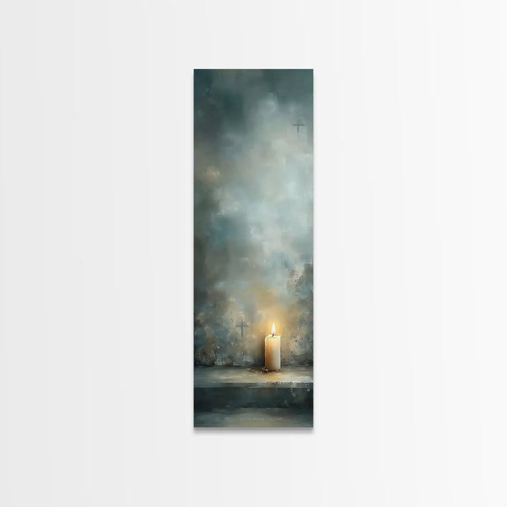 Candle Of Mercy – Framed Canvas Print – Christian Wall Art – Narrow Art – Christian Art Canvas – Christian Christmas Art – Christian Decor
