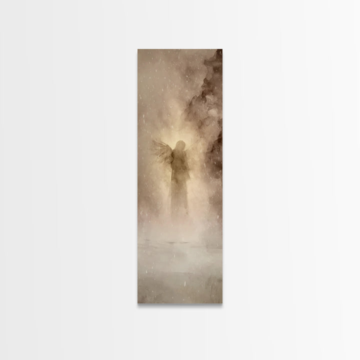 Angel Of Stillness – Framed Canvas Print – Christian Wall Art – Minimalist Christian Art – Tall Skinny Art Print – Christian Art Canvas
