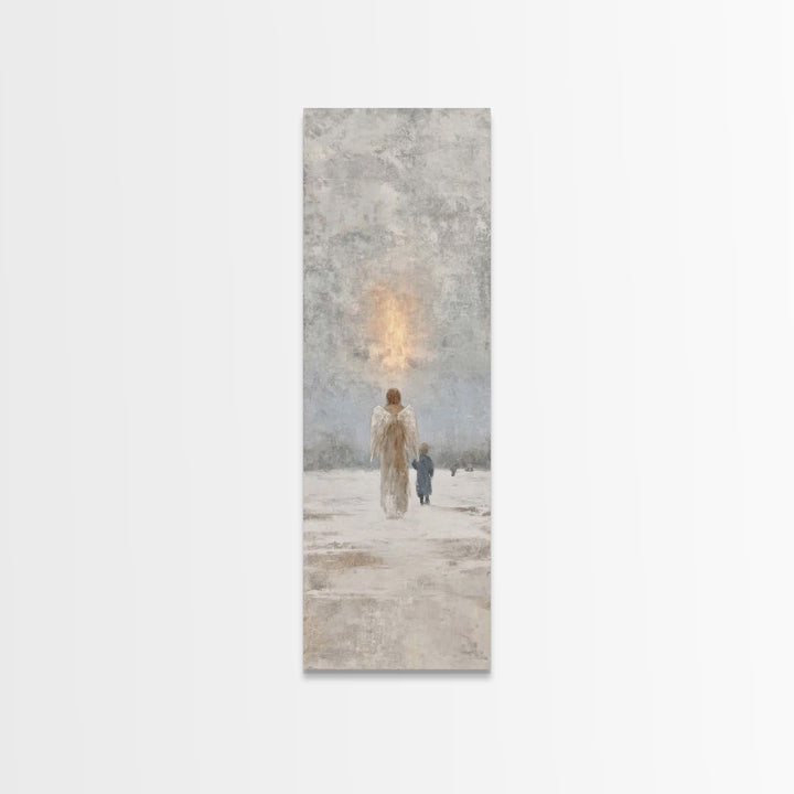 Guardian Of Light – Framed Canvas Print – Christian Art Canvas – Christian Wall Art – Narrow Art – Christmas Art – Christian Christmas