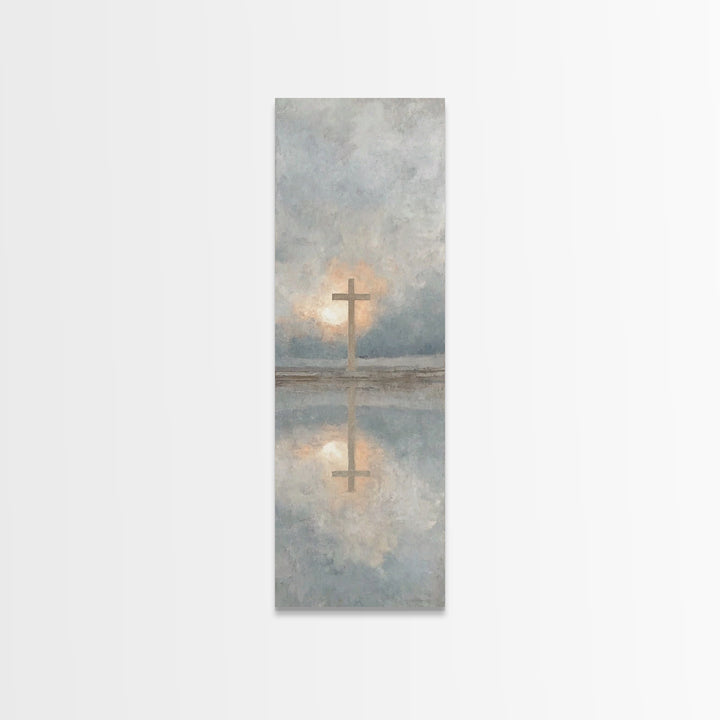 Cross Of Morning | Framed Canvas Print | Christian Wall Art | Christian Art Canvas | Tall Skinny Art Print | Christian Art | Christmas Art