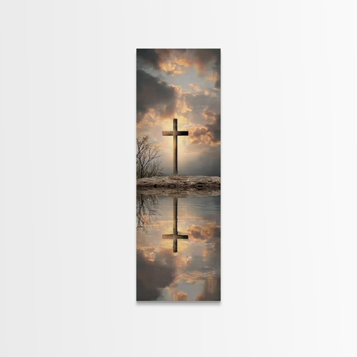 Cross Of The Horizon – Framed Canvas Print – Christian Wall Art – Christian Art Canvas – Skinny Art – Christian Christmas Art – Christmas A