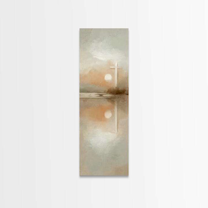 Radiant Morning Cross – Framed Canvas Print – Christian Art Canvas – Tall Skinny Art Print – Christmas Wall Art – Christian Painting – Chri