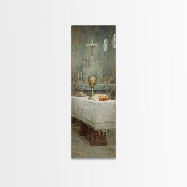 Sanctuary Table Grace, Framed Canvas Print, Narrow Art, Christian Art Canvas, Christian Paintings, Christian Decor, Jesus Painting