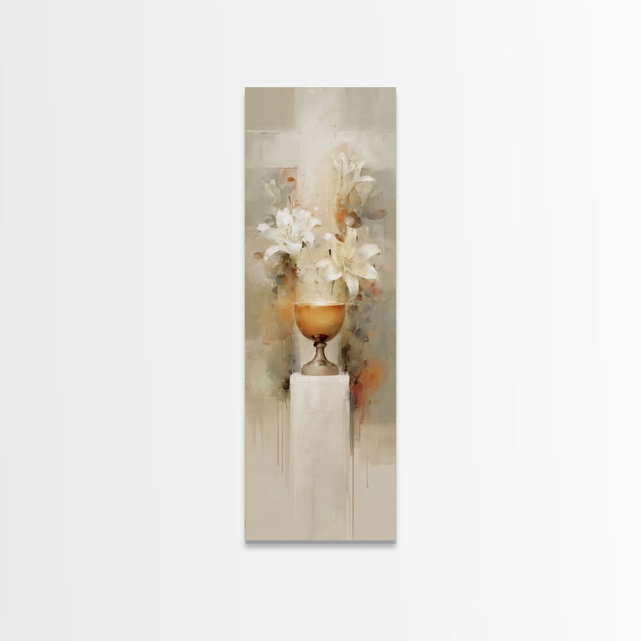 Graceful Lily Chalice | Framed Canvas Print | Narrow Art | Christian Art Canvas | Christian Decor | Jesus Painting | Christmas Art