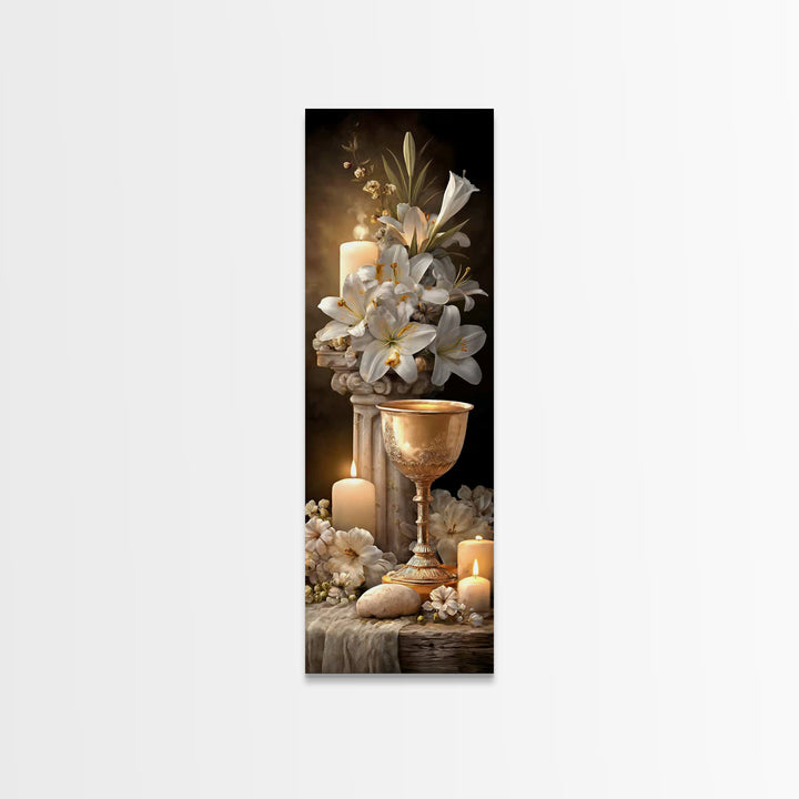 Holy Floral Offering - Framed Canvas Print - Tall Narrow Wall Art - Christian Art Canvas - Christian Wall Art - Jesus Painting