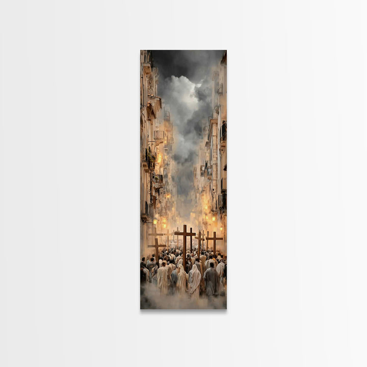 Flames Of Devotion, Framed Canvas Print, Skinny Art, Christian Art Canvas, Christmas Art Prints, Christian Wall Art, Modern Christian Art