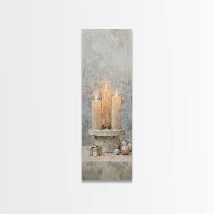 Warm Advent Glow – Framed Canvas Print – Christian Wall Art – Narrow Art – Christmas Art – Christian Art Canvas – Christian Christmas Art