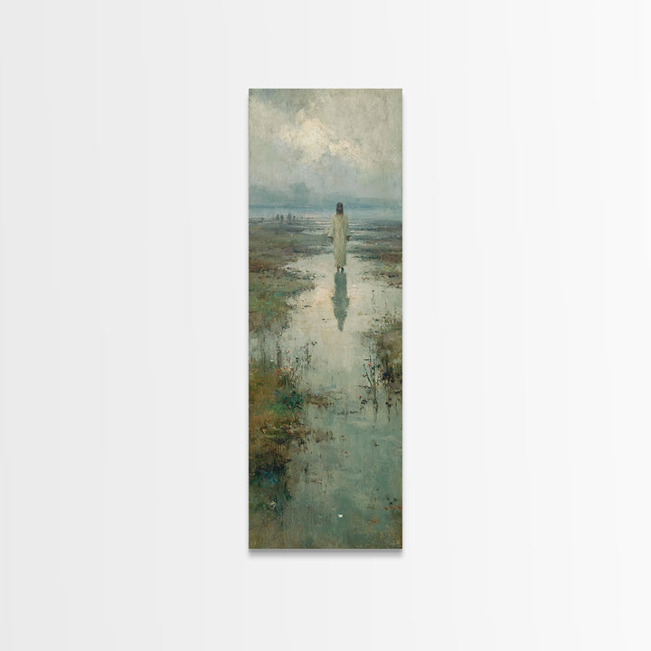 Starlit Savior | Framed Canvas Print | Tall Narrow Wall Art | Christian Art Painting | Christian Christmas Art | Jesus Canvas Art