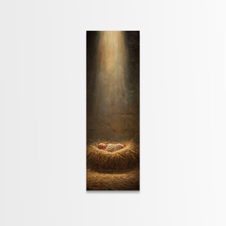 Light Of Bethlehem – Framed Canvas Print – Christian Art Canvas – Christian Christmas Art – Narrow Art – Christian Wall Art – Christmas Art