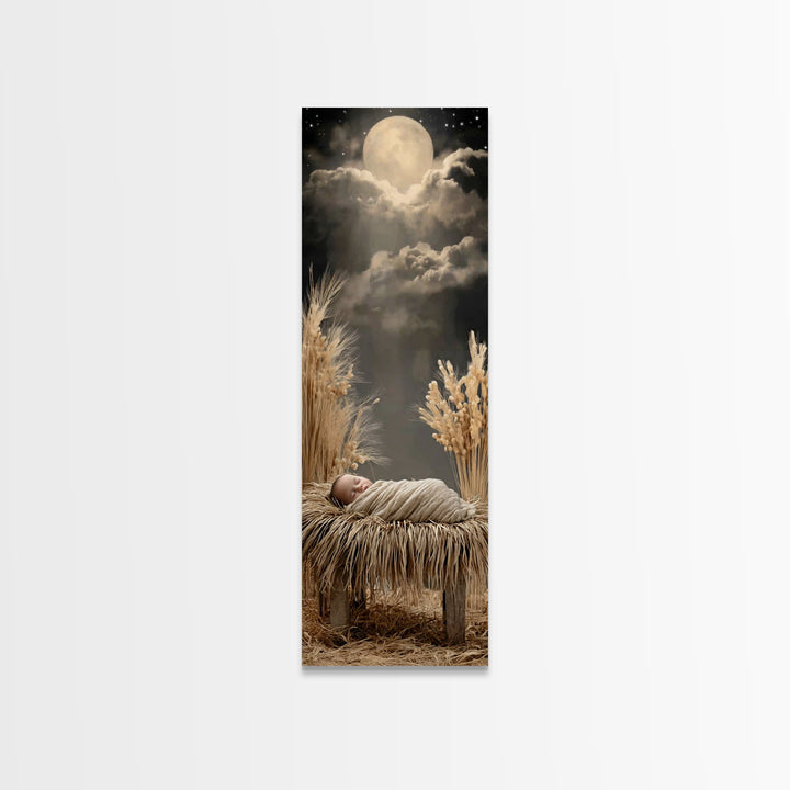 Silent Manger Star – Framed Canvas Print – Christian Christmas Art – Skinny Art – Christian Art Canvas – Christmas Wall Art – Christian Art