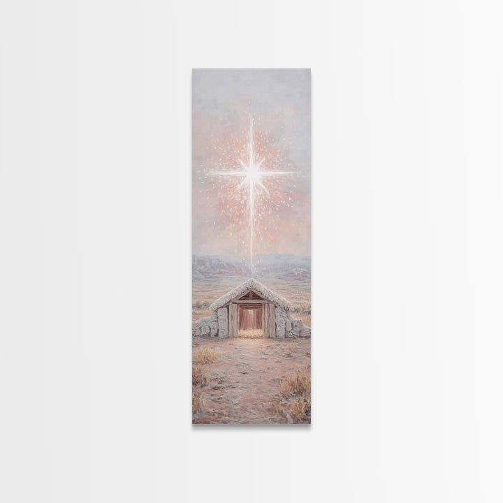 Bethlehem Brightness – Framed Canvas Print – Christian Christmas Art – Christian Art Canvas – Christmas Art Prints – Narrow Art – Christian