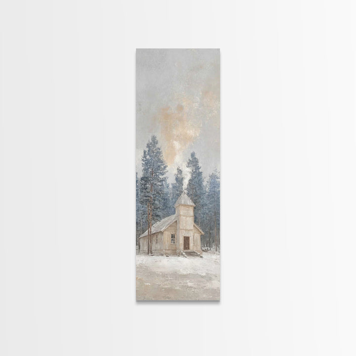 Morning Pine Sanctuary | Framed Canvas Print | Narrow Art | Christian Wall Art | Christian Art Canvas | Christmas Art | Christian Decor