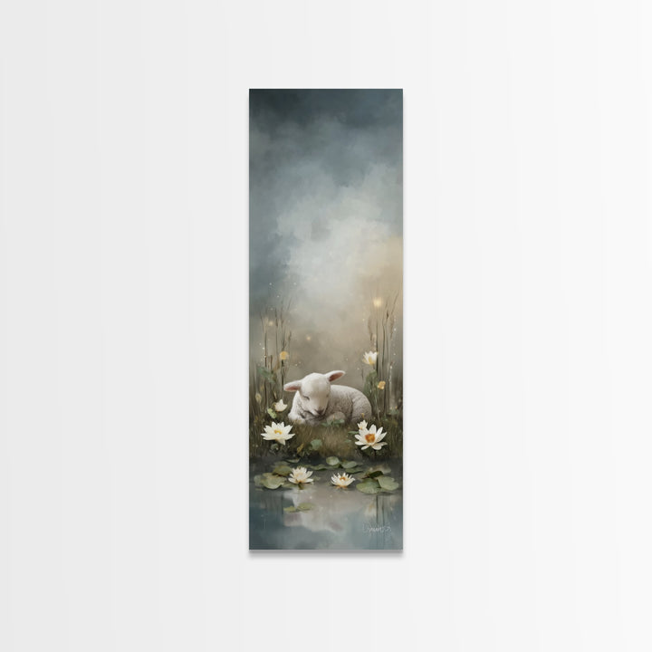 Quiet Meadow Peace – Framed Canvas Print – Christian Wall Art – Christian Painting – Christian Art Canvas – Tall Narrow Wall Art – Faith Ar