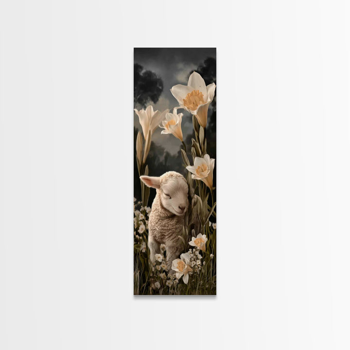 Radiant Lily Calm – Framed Canvas Print – Tall Narrow Wall Art – Christian Painting – Christian Art Canvas – Christian Wall Art – Faith Art