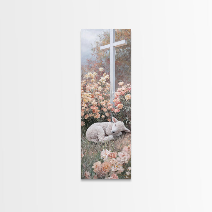 Crossfield Serenity – Framed Canvas Print – Christian Art Canvas – Christian Painting – Christian Wall Art – Tall Narrow Wall Art – Faith A