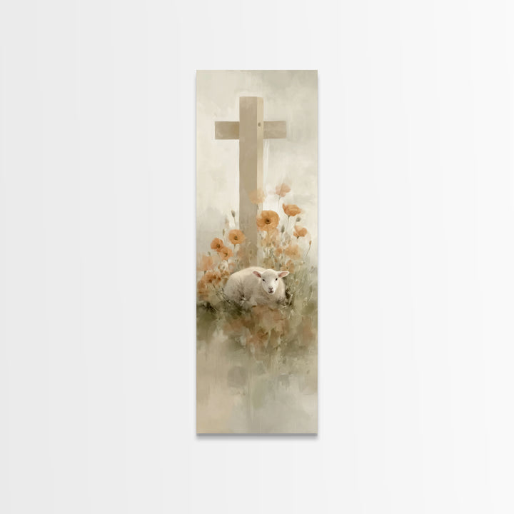 Lamb Of Mercy – Framed Canvas Print – Christian Wall Art – Tall Narrow Wall Art – Christian Art Canvas – Jesus Painting – Christian Christm