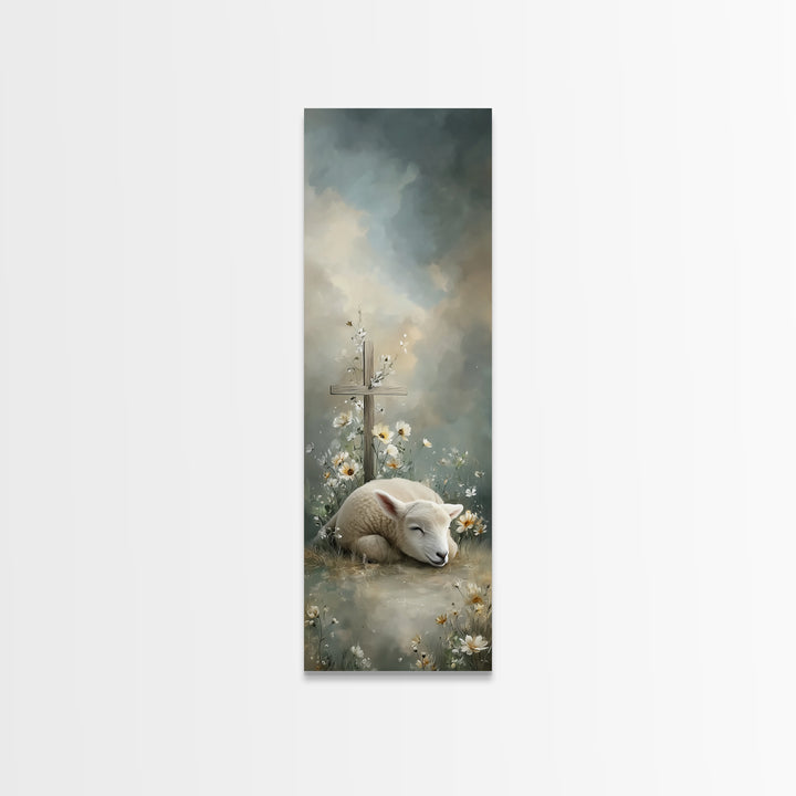 Heavenly Meadow Light – Framed Canvas Print – Christian Art Work – Tall Skinny Art Print – Christian Decor – Moody Christian Art – Christma