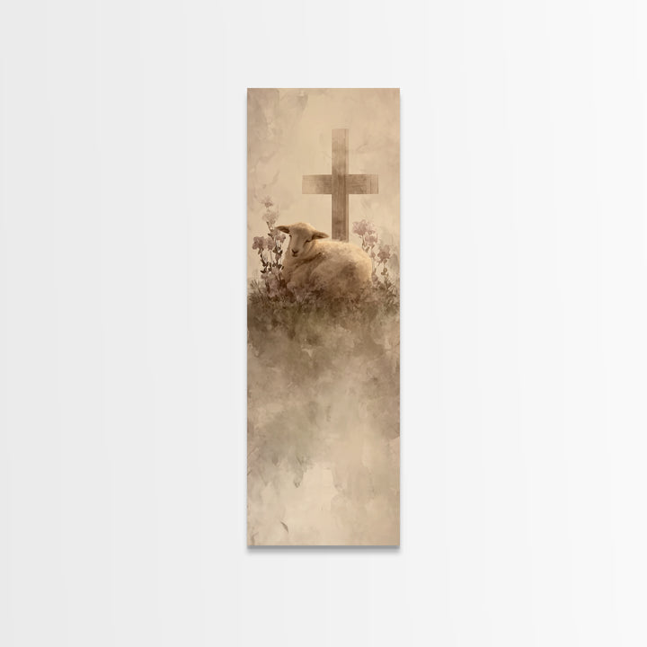 Gentle Rest Hope | Framed Canvas Print | Christian Wall Art | Narrow Art | Christian Art Gift | Unique Christian Art | Jesus Painting Canva