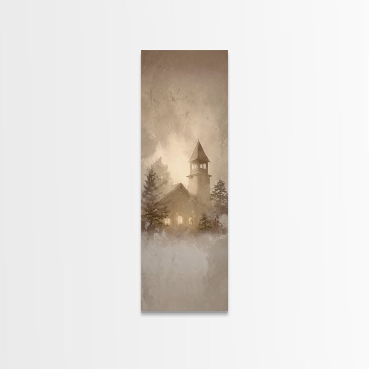 Holy Winter Haven – Framed Canvas Print – Christian Christmas Art – Tall Skinny Art Print – Christmas Wall Art – Christian Gift – Framed Ch