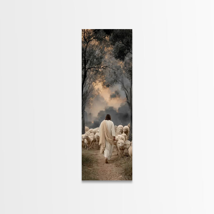 Shepherd Of Promise | Framed Canvas Print | Narrow Art | Jesus Canvas Art | Christian Art | Christian Gift | Modern Jesus Art