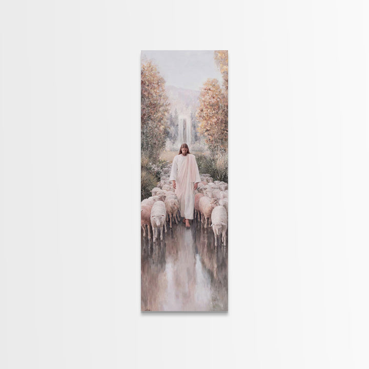 Grace Beside Still Waters, Framed Canvas Print, Tall Skinny Art Print, Jesus Art Print, Christian Wall Art, Christian Art Print, Unique Chr