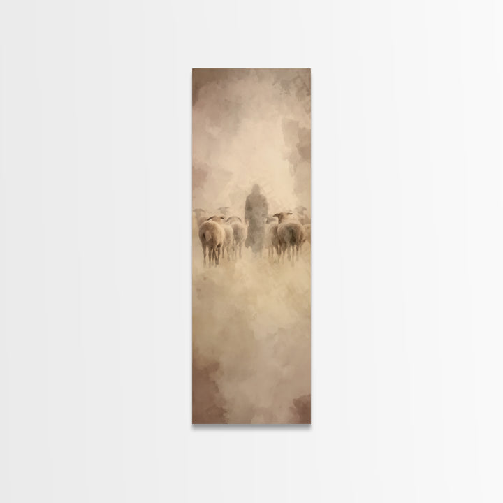 Shepherds Of Peace – Framed Canvas Print – Christian Wall Art – Christian Art Canvas – Jesus Painting – Narrow Art – Christian Christmas Ar