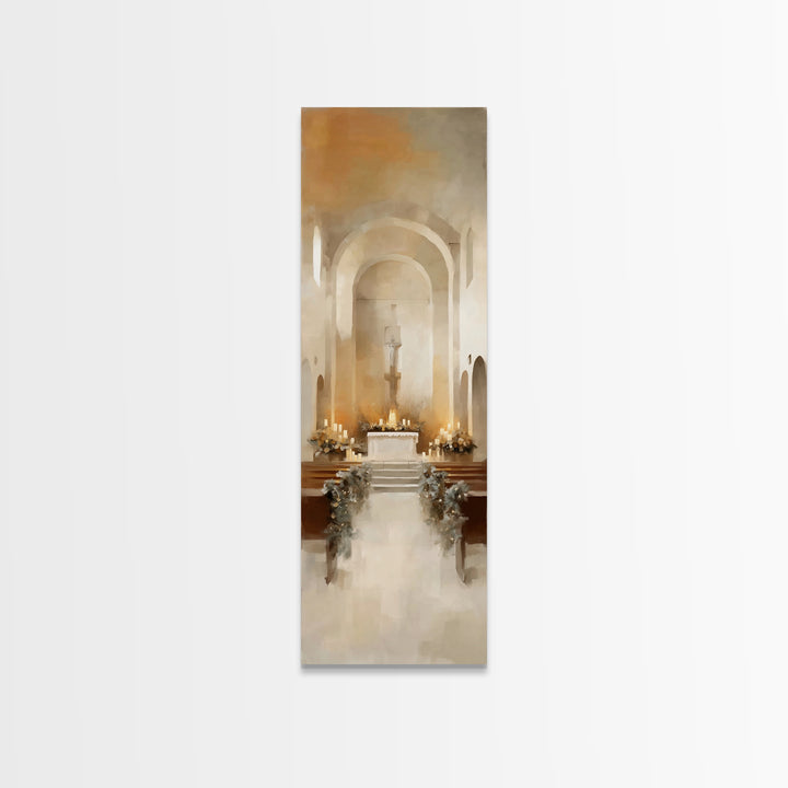 Winter Chapel Blessing – Framed Canvas Print – Tall Narrow Wall Art – Christian Art Print – Christmas Art – Christian Christmas Decor – Chr