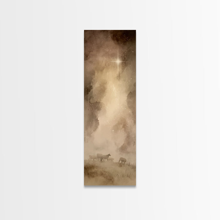 Divine Star Glow – Framed Canvas Print – Christian Art Print – Christmas Art – Christian Wall Art – Tall Skinny Art Print – Christian Chris