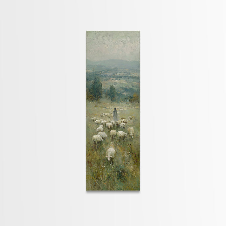 Quiet Pasture Lord | Framed Canvas Print | Christian Wall Art | Christian Art Canvas | Vintage Christian Art | Narrow Art | Christian Gift