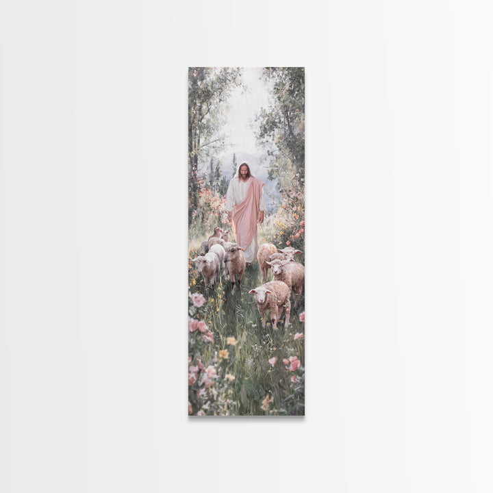 Garden Of Mercy | Framed Canvas Print | Christian Art Work | Jesus Painting | Narrow Art | Christian Christmas Art | Christian Decor