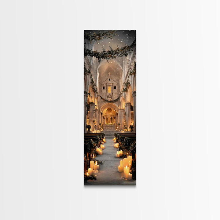 Everlasting Cathedral Light – Framed Canvas Print – Narrow Art – Christian Wall Art – Christian Art Canvas – Christmas Art – Christian Deco