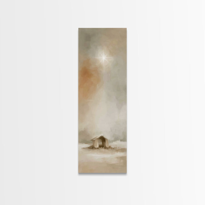 Sacred Manger Dawn – Framed Canvas Print – Christian Christmas Art – Christian Wall Art – Christian Art Canvas – Bible Art – Jesus Painting