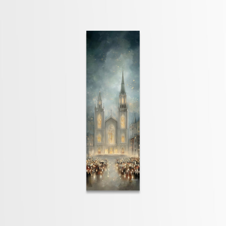Soft Advent Gathering – Framed Canvas Print – Tall Skinny Art Print – Christian Art Canvas – Christian Wall Art – Christmas Art – Christian