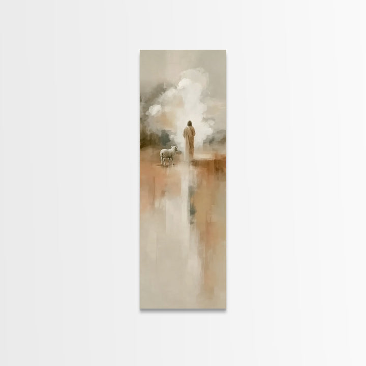 The Shepherd’s Calm – Framed Canvas Print – Tall Narrow Wall Art – Christian Wall Art – Jesus Painting – Christian Christmas Art – Christia