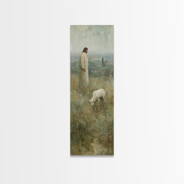 Path of Grace, Framed Canvas Print, Tall Skinny Art Print, Christian Wall Art, Jesus Christmas Art, Christian Decorations, Modern Christian